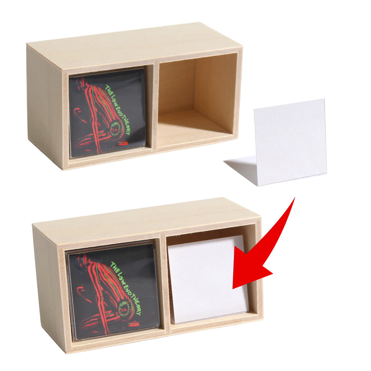 Wooden box and Desktop stand set for miniature records【ミニチュアレコード専用 ウッドカラーボックス & 卓上スタンドのセット】