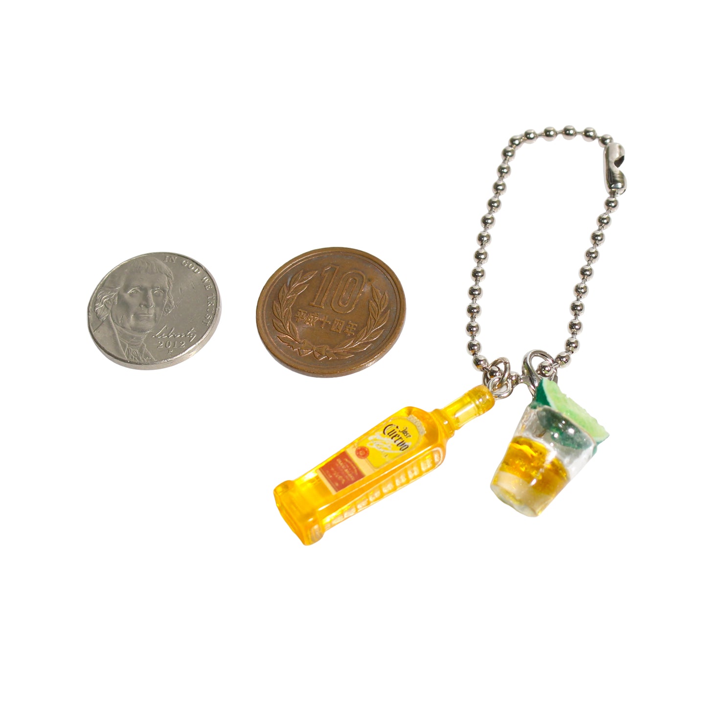 Miniature tequila-shaped keychain