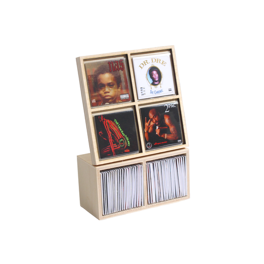 Wooden box and Desktop stand set for miniature records [Set of wooden color box and desktop stand for miniature records]