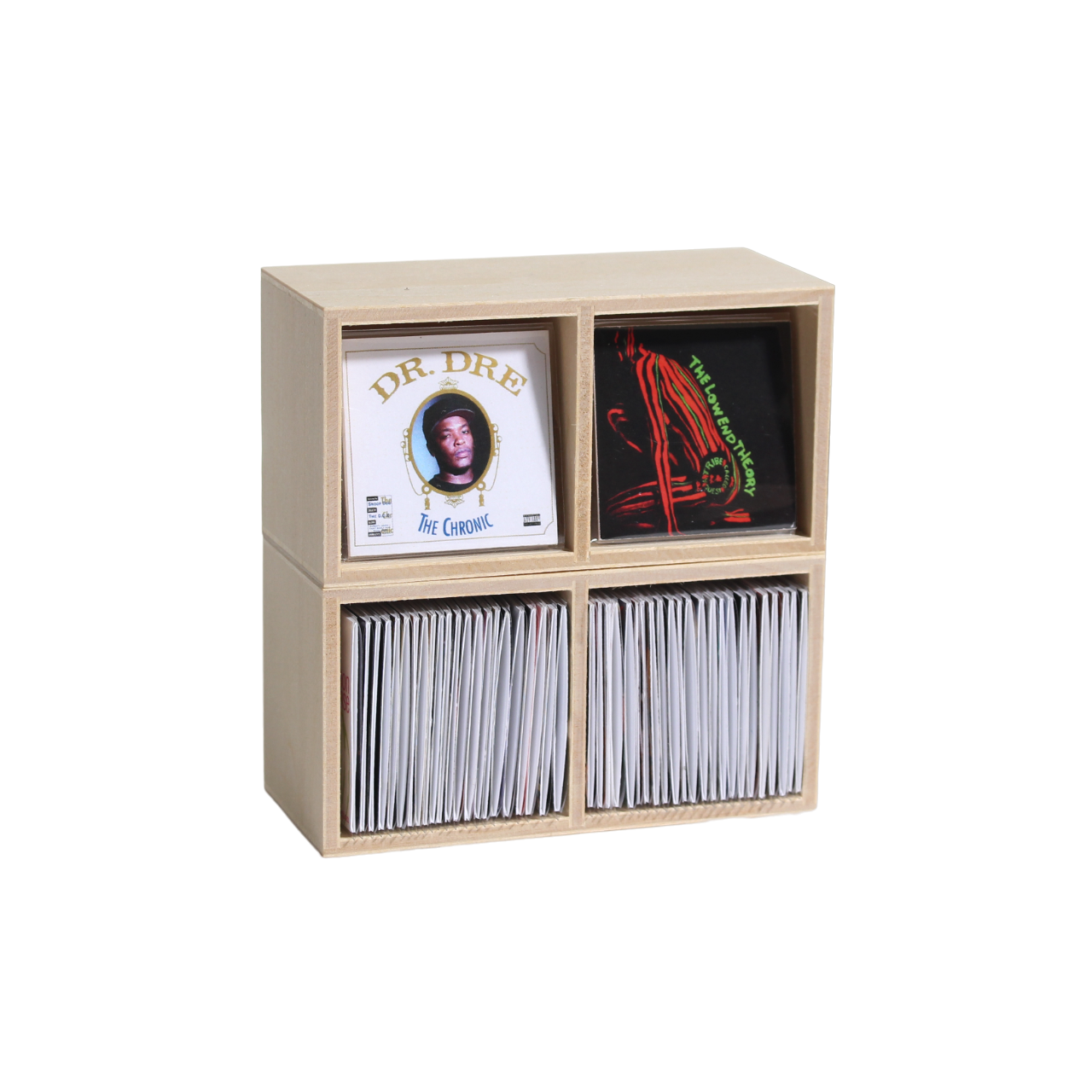 2SET OF WOODEN BOX FOR MINIATURE VINYL RECORDS [Set of 2 wooden color boxes for miniature records]