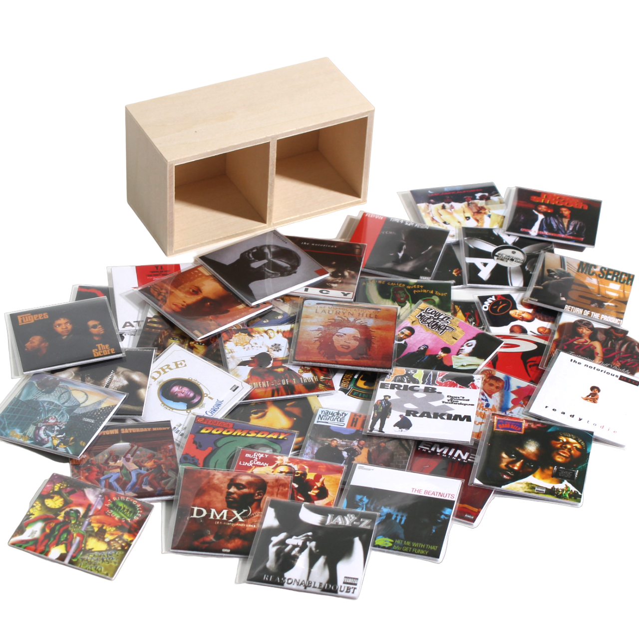 2SET OF WOODEN BOX FOR MINIATURE VINYL RECORDS [Set of 2 wooden color boxes for miniature records]