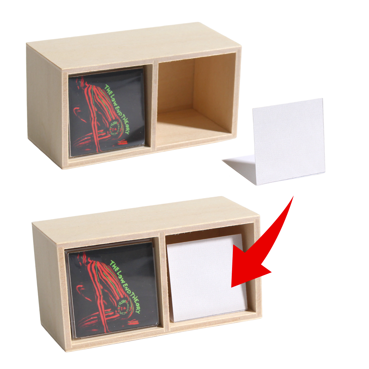 2SET OF WOODEN BOX FOR MINIATURE VINYL RECORDS [Set of 2 wooden color boxes for miniature records]