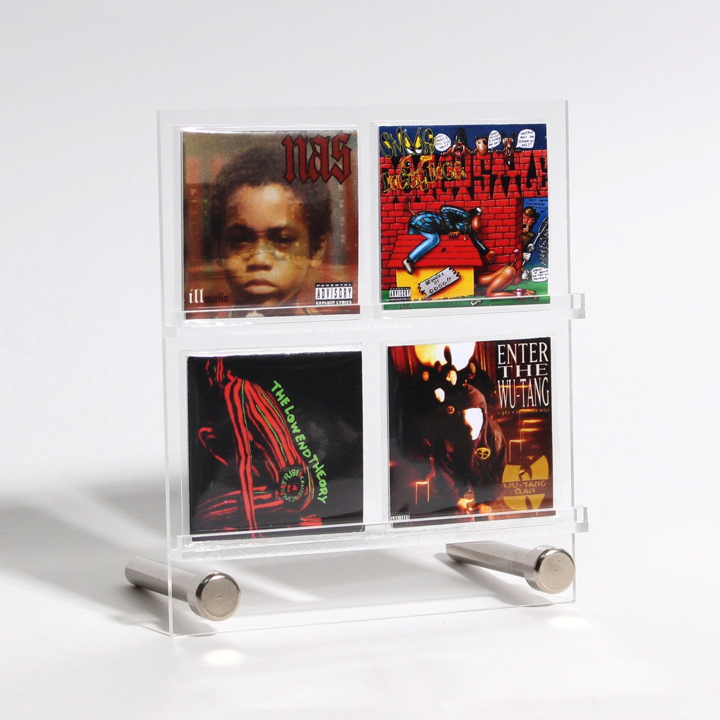 A set of 4 miniature vinyl of your choice comes with Acrylic showcase stand あなたのお好きなミニチュアレコードを4枚セットで