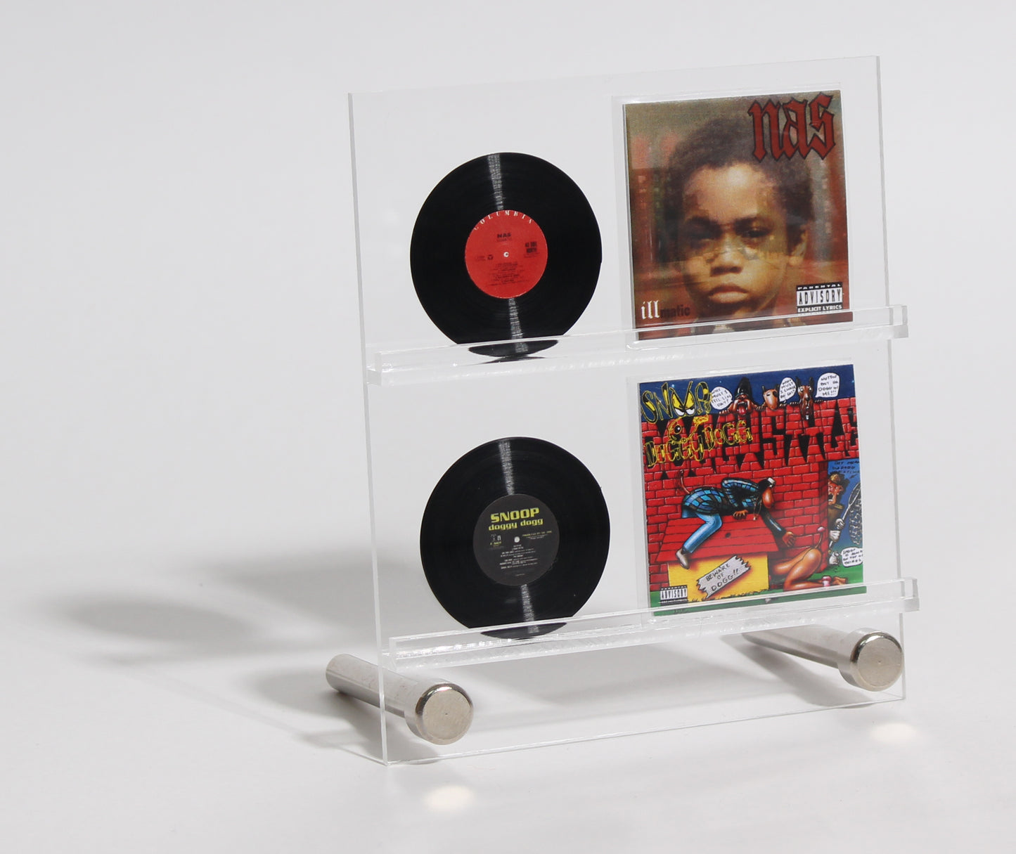 A set of 4 miniature vinyl of your choice comes with Acrylic showcase stand あなたのお好きなミニチュアレコードを4枚セットで