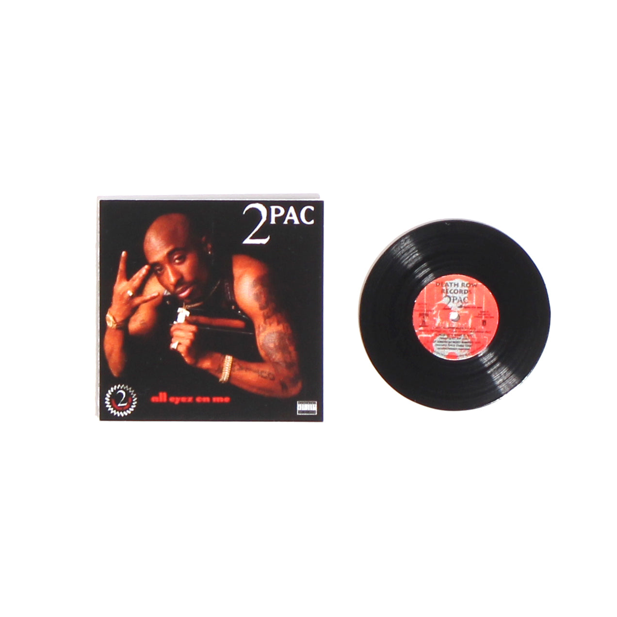 2PAC TUPACK SHAKUR ILLUSTED T-SHIRT AND MINIATURE VINYL