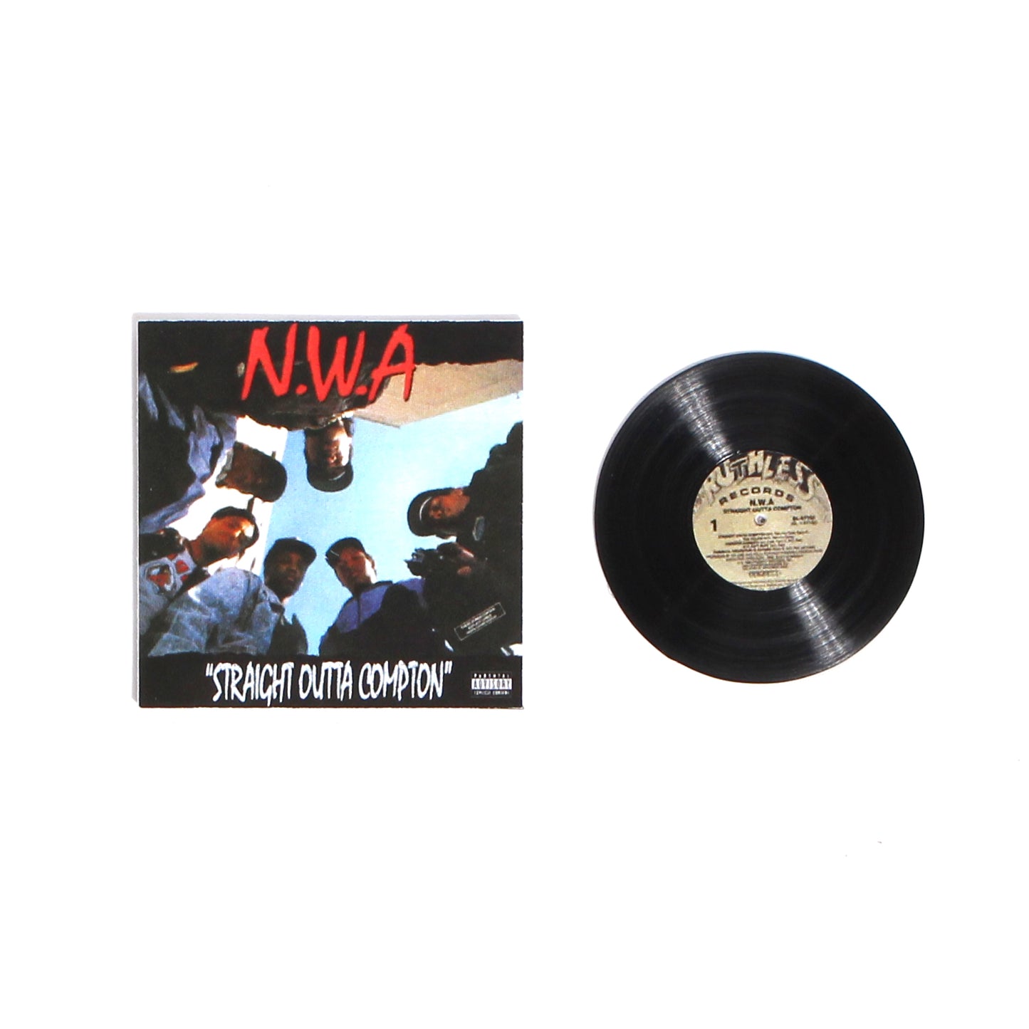 EAZY-E NWA ILLUSTED T-SHIRT AND MINIATURE VINYL