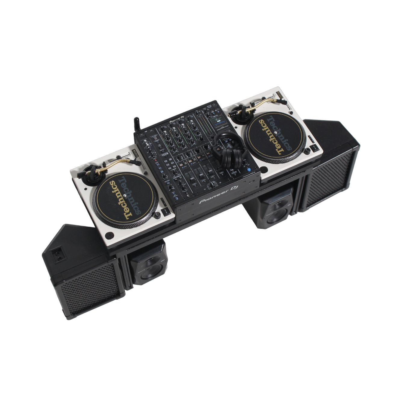 TECHNICS SL-1200M7L, MIXIER, HEADPHONE and SPEAKER SET [Miniature Professional DJ multi player set]