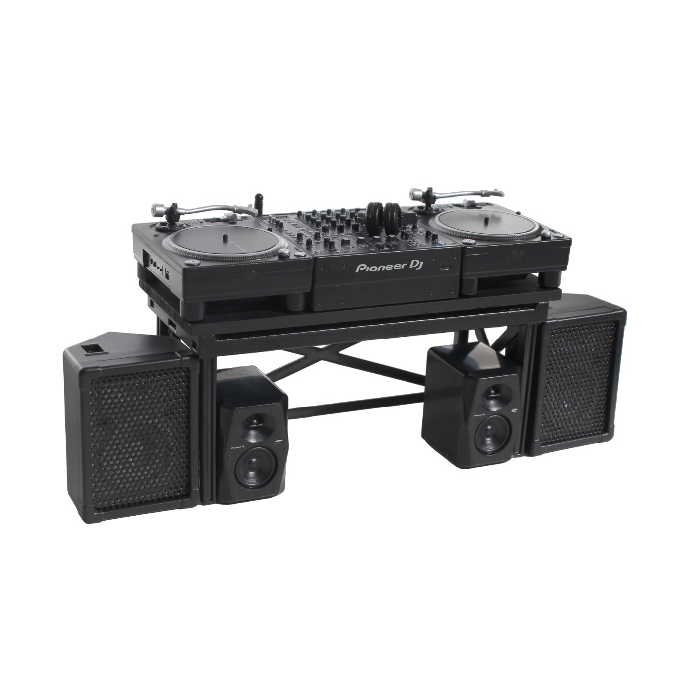 PIONEER TURNTABLE, MIXER, HEADPHONE and SPEAKER SET [Miniature Professional DJ multi player set]