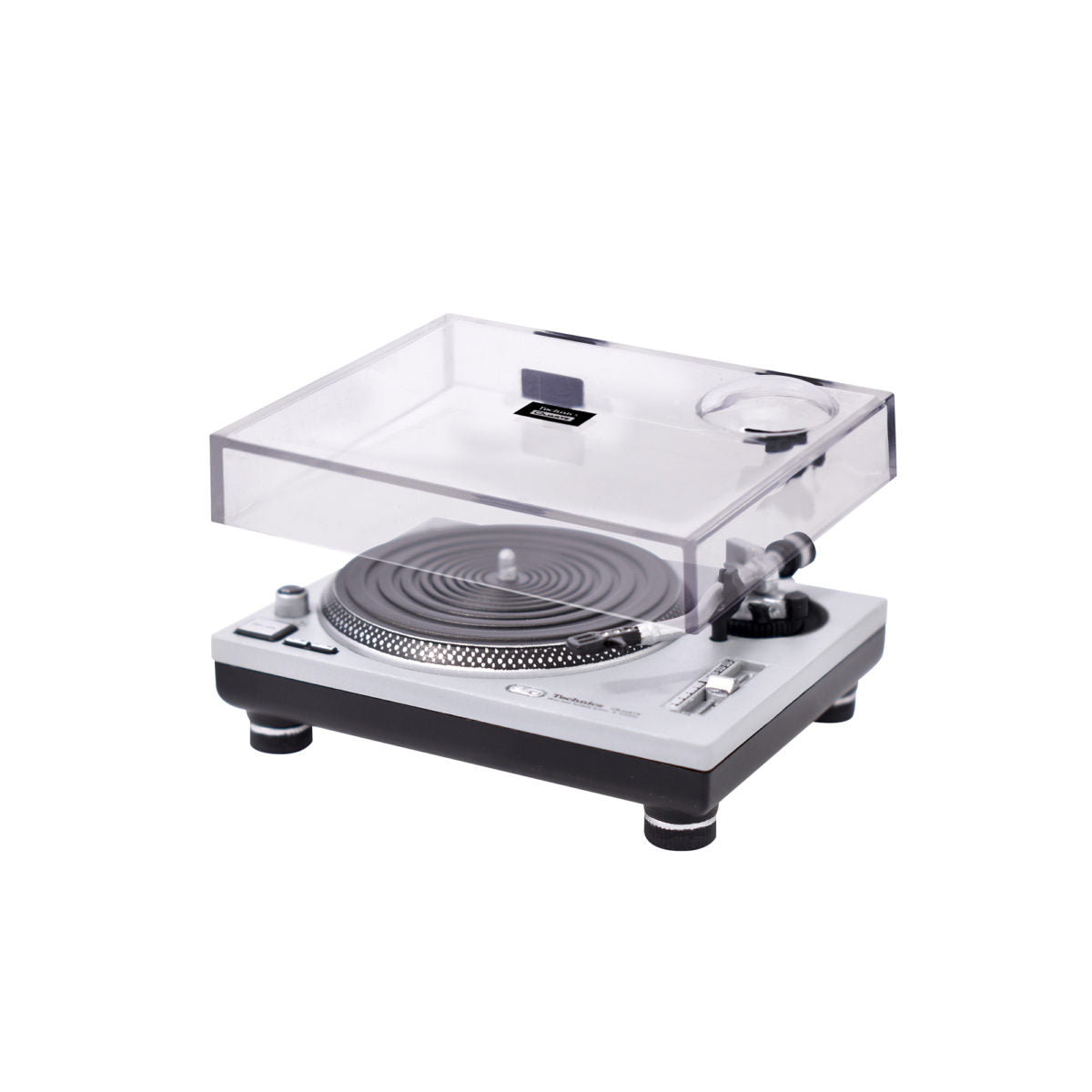 Technics miniature SL-1200MK2 set Turntable, Mixer, Headphones, Speakers, and Desk with vinyl display