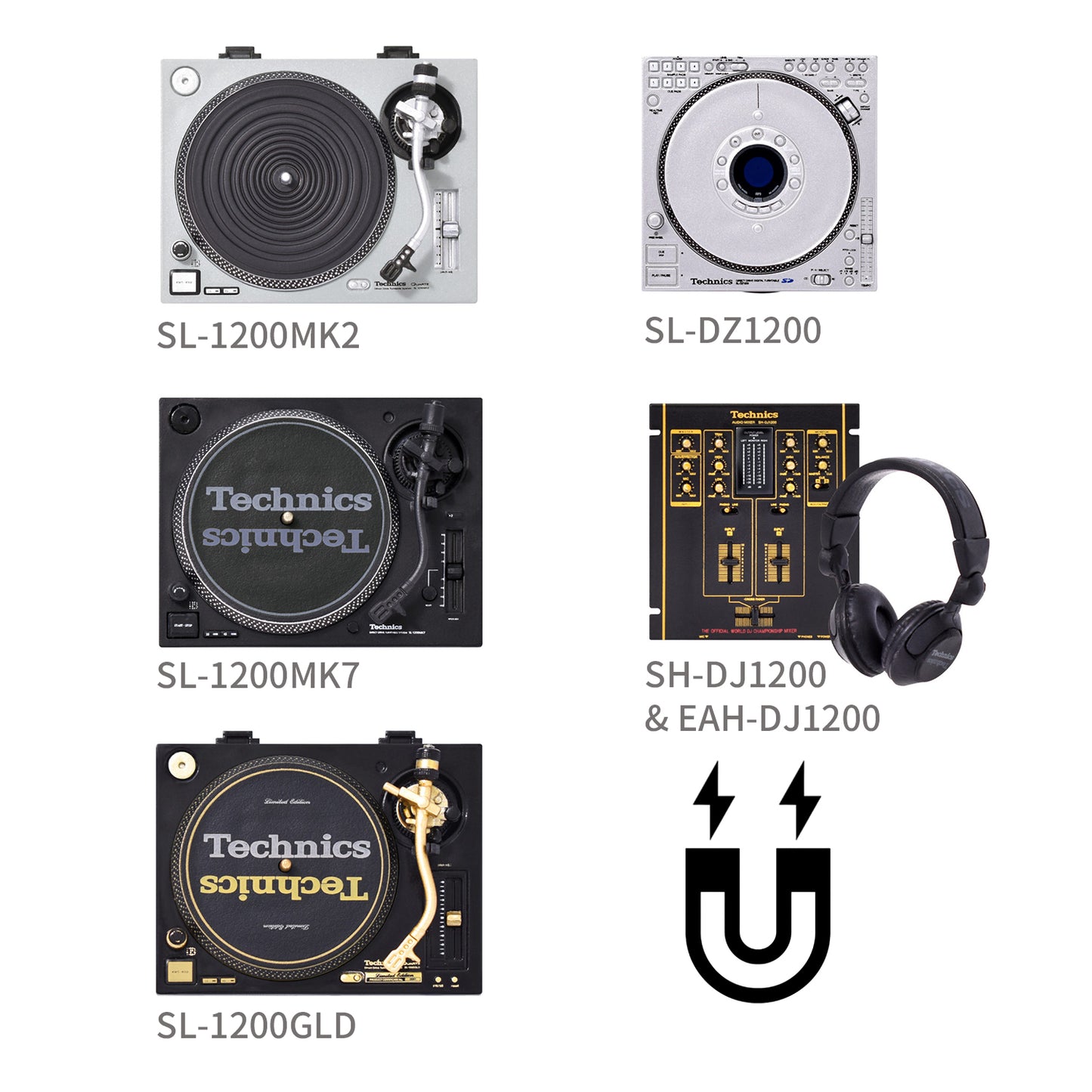 TECHNICS TURNTABLE MAGNET AND MINIATURE SET