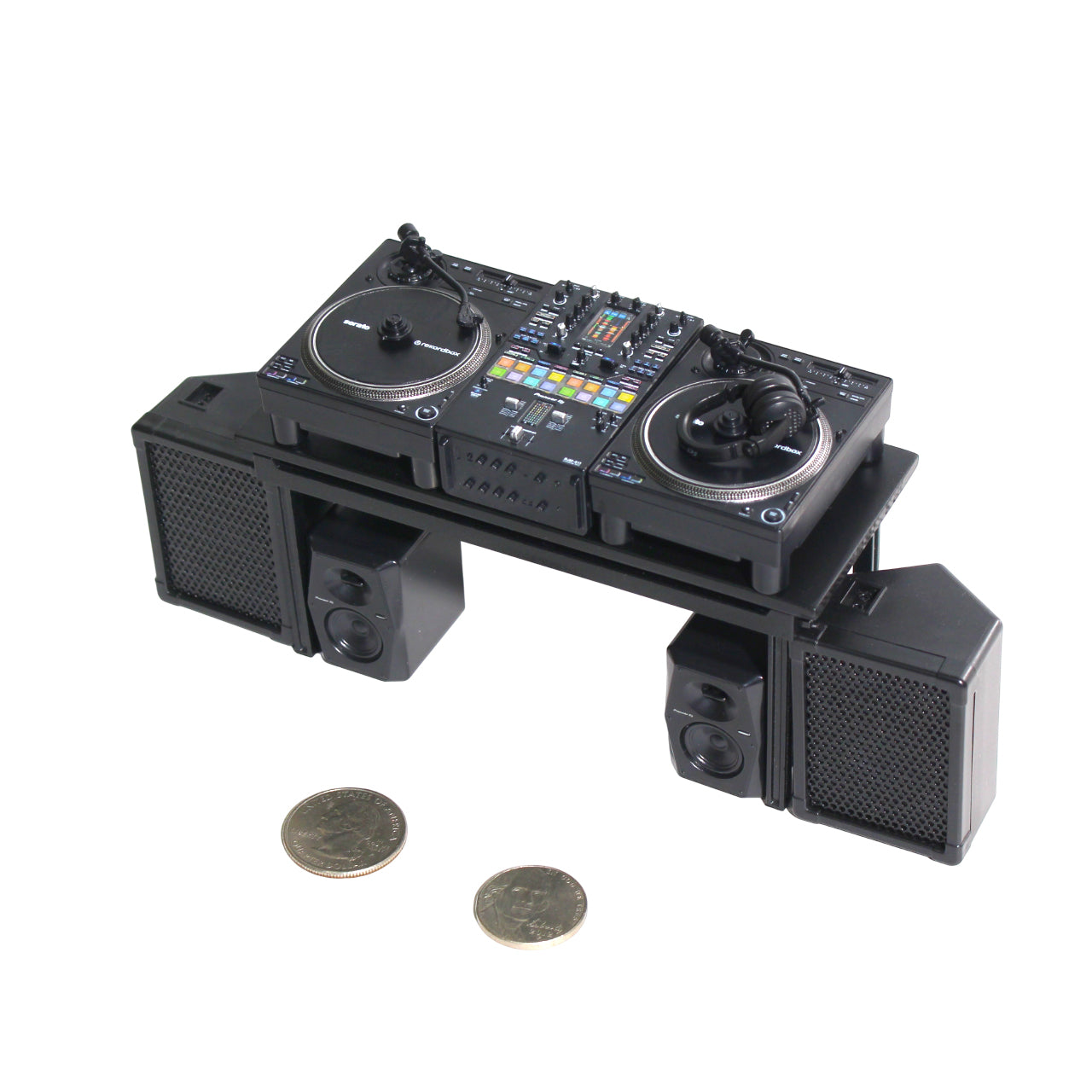 PIONEER TURNTABLE, MIXER, HEADPHONE and SPEAKER SET 2【Miniature Professional DJ multi player set】